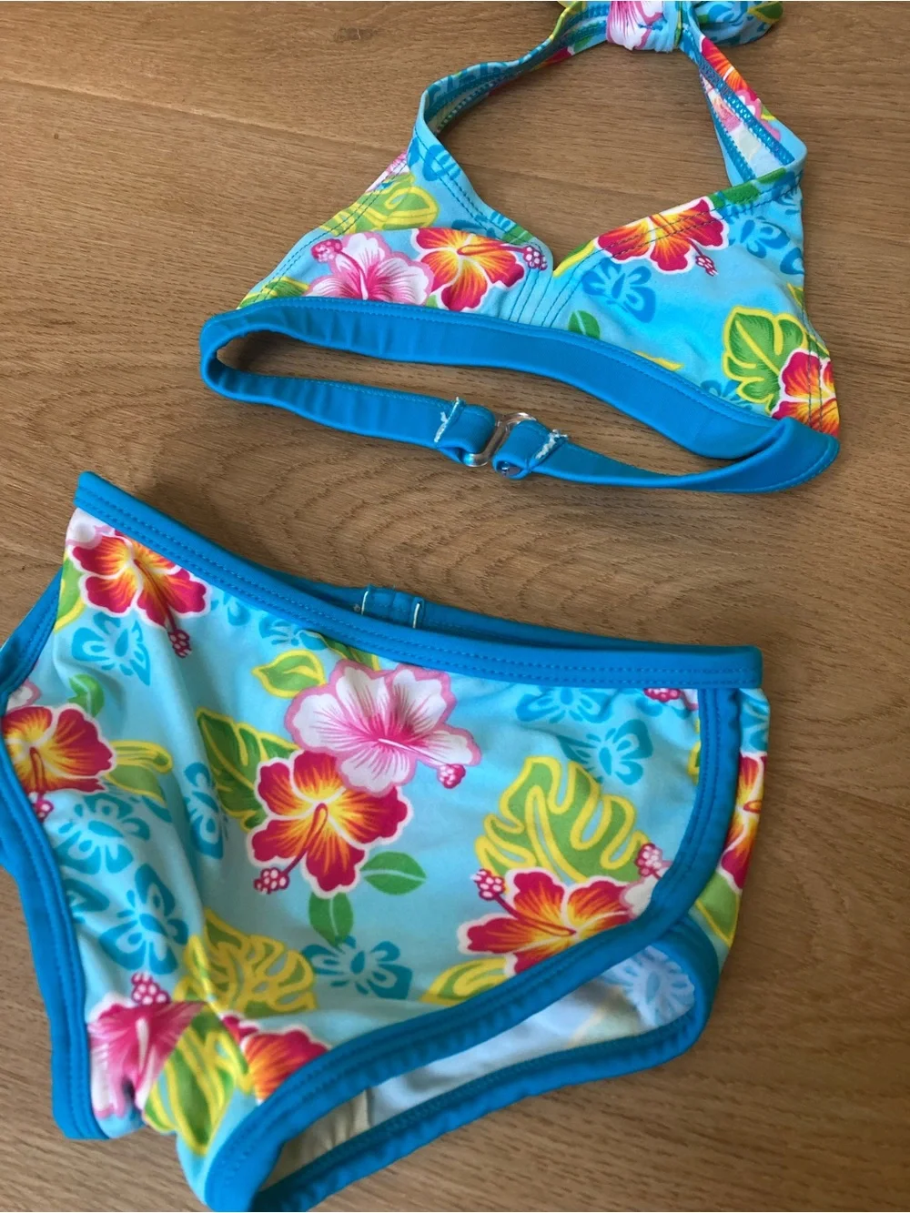 Y2K Blue Tropical Baby Halter Swim Bikini
